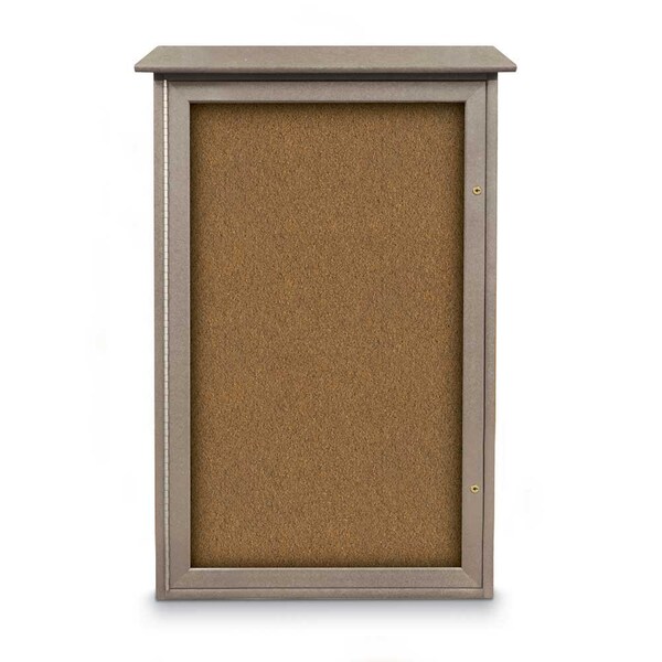 Indoor Enclosed Combo Board, 72"x36", Satin Frame/Grey & Forbo